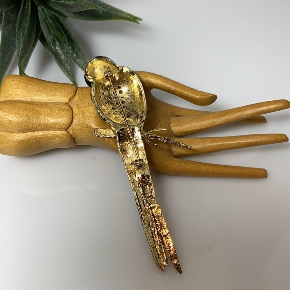 Vintage Rhinestone Enamel Bird Brooch - Picture 4 of 4